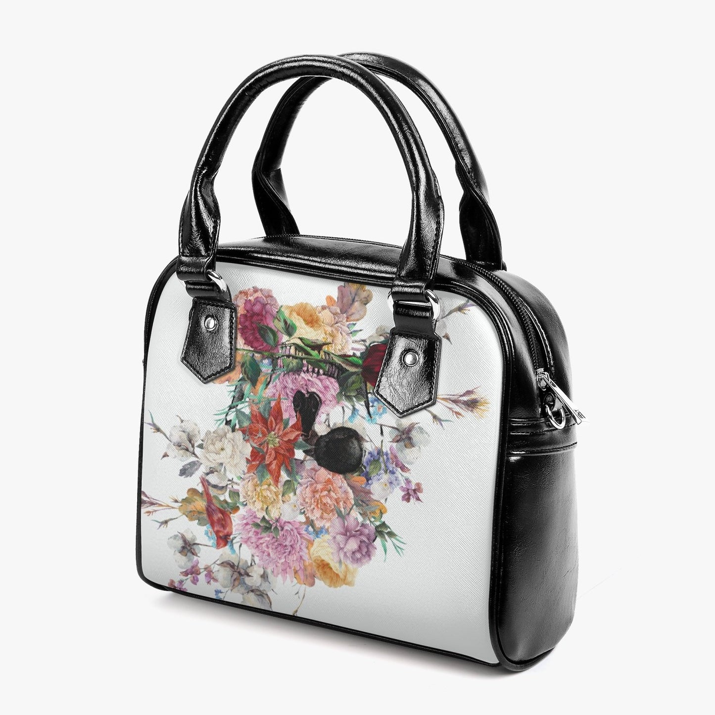 Jacki Easlick Floral Skull Leather Saddle Bag