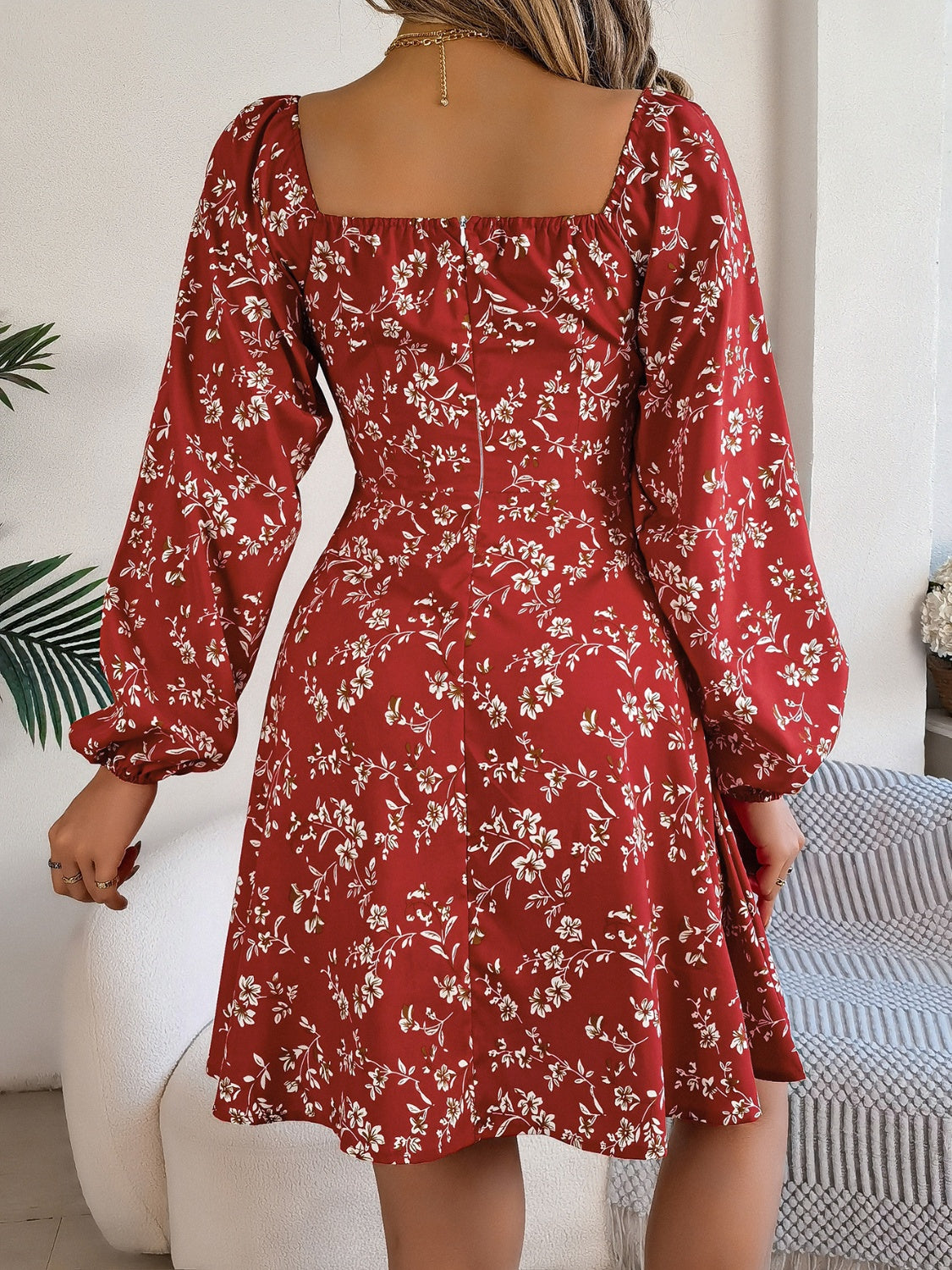 Midnight Bloom Puff Sleeve Dress