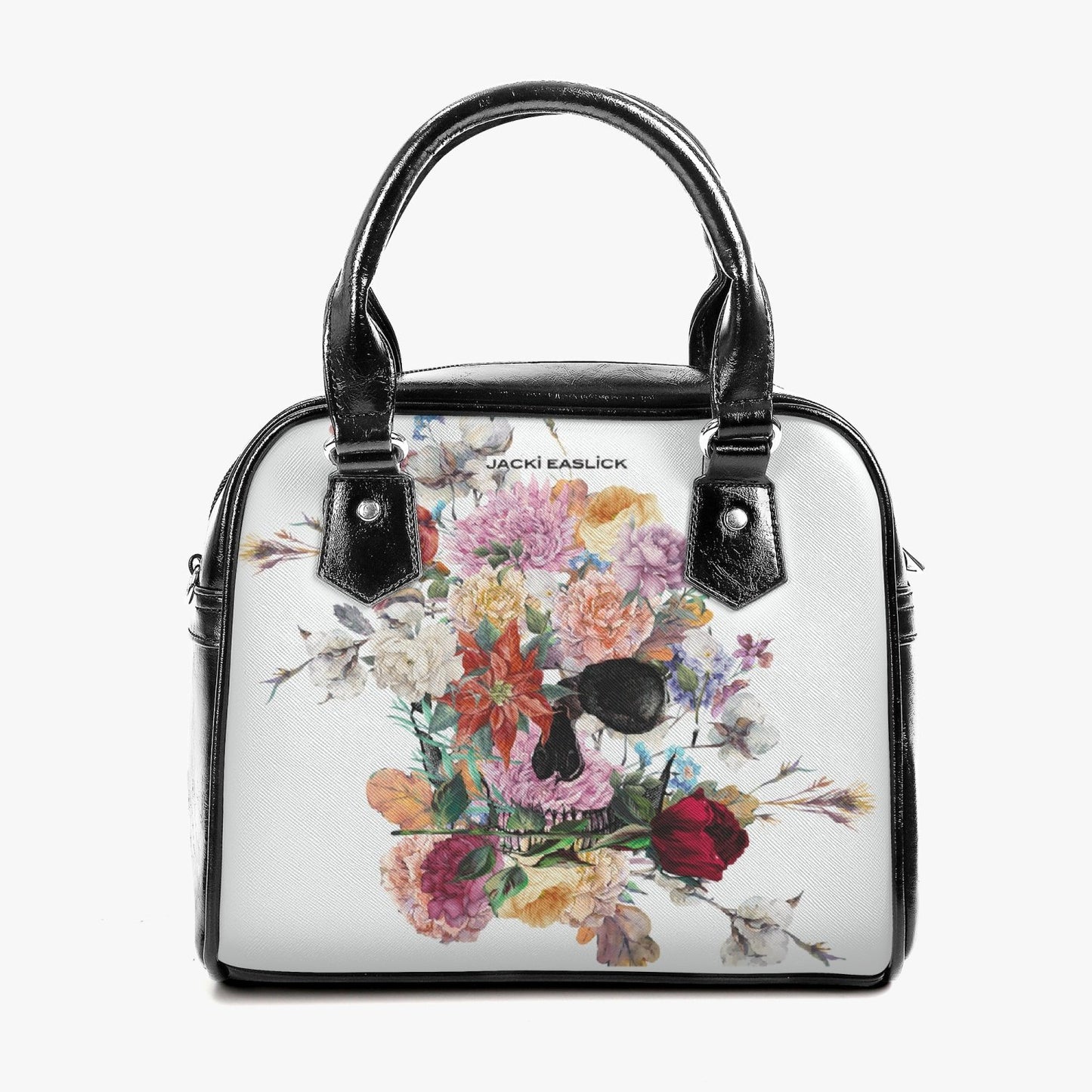 Jacki Easlick Floral Skull Leather Saddle Bag