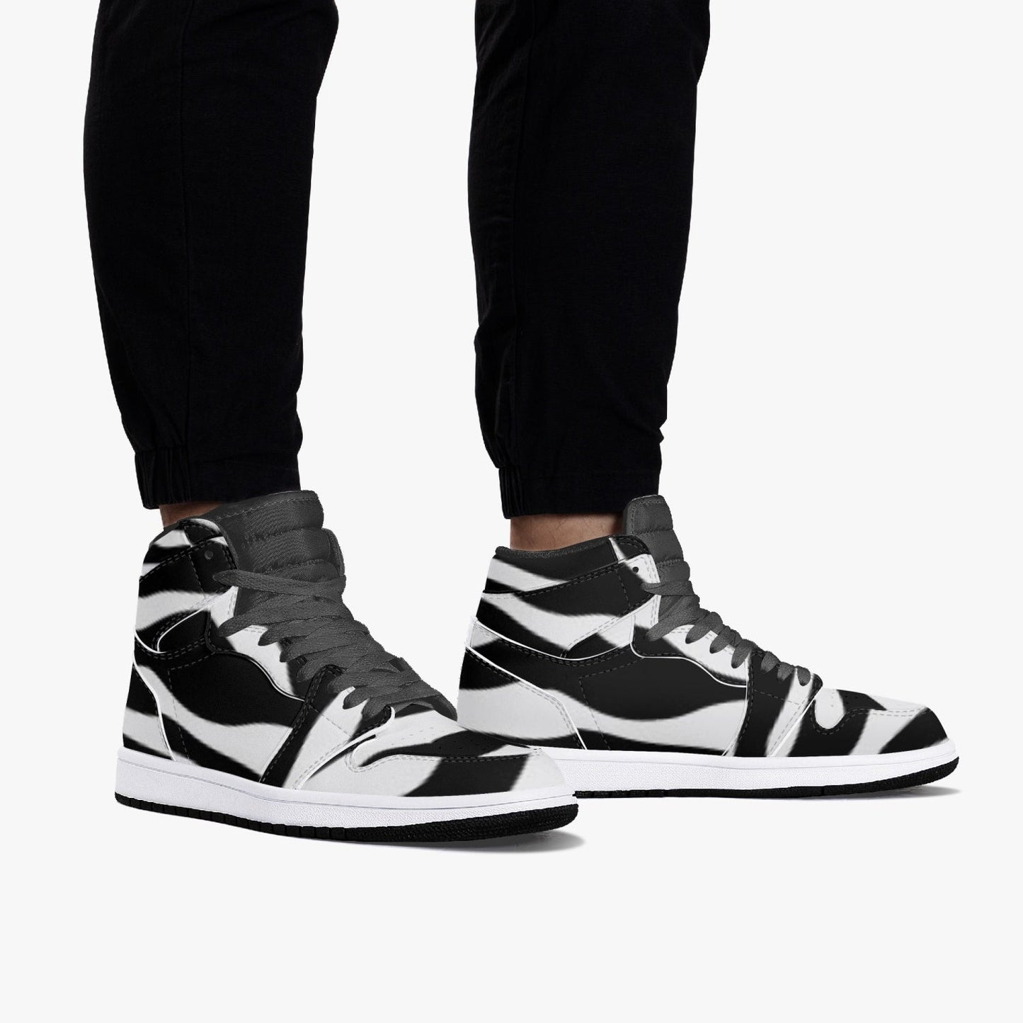 Jacki Easlick Zebra Print High-Top Leather Sneakers