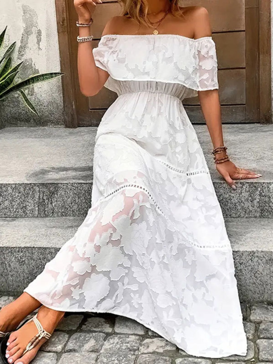 Boho Breeze Off-Shoulder Maxi Dress