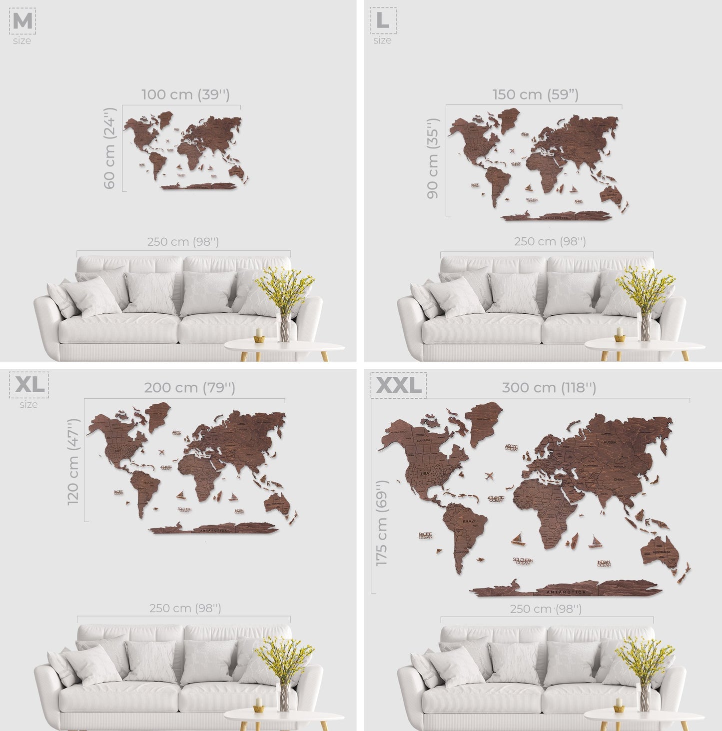 Wooden World Map Oak