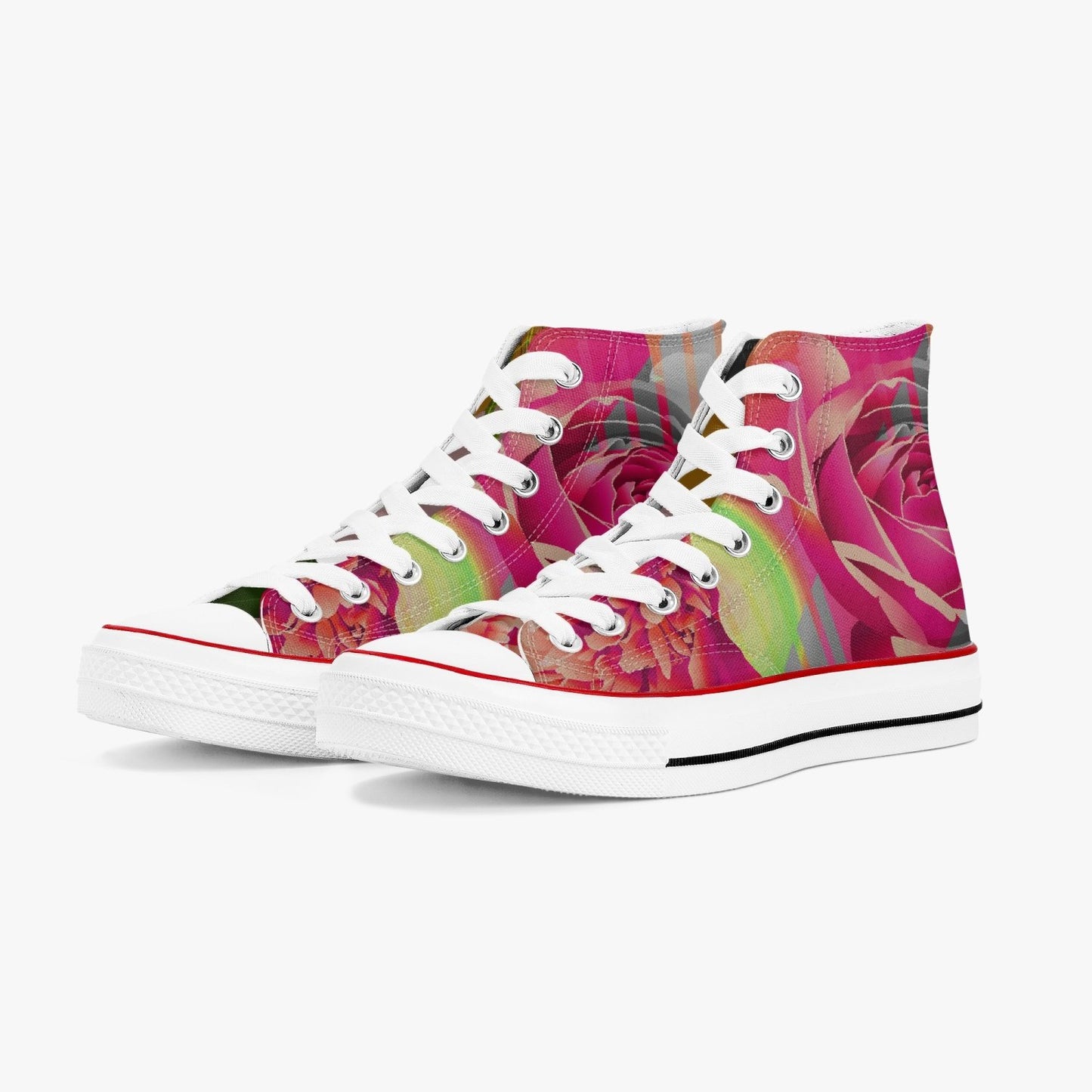 Jacki Easlick Couture Floral Neon High-Top Canvas Sneakers