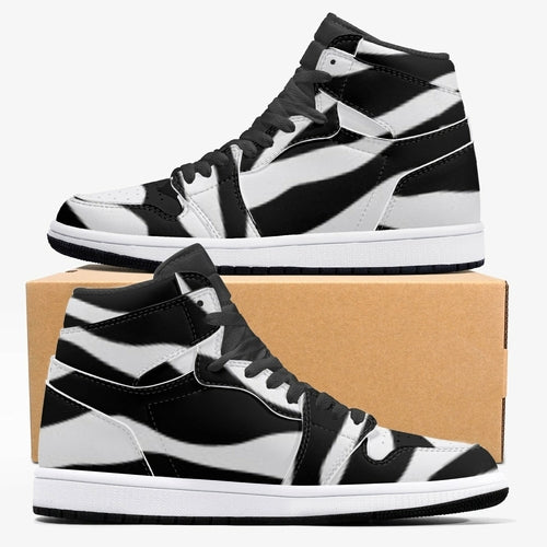 Jacki Easlick Zebra Print High-Top Leather Sneakers