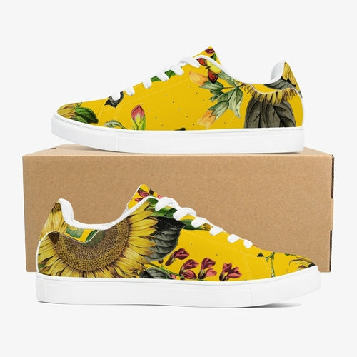 Jacki Easlick Sunflowers Low-Top Leather Sneakers - White/Black