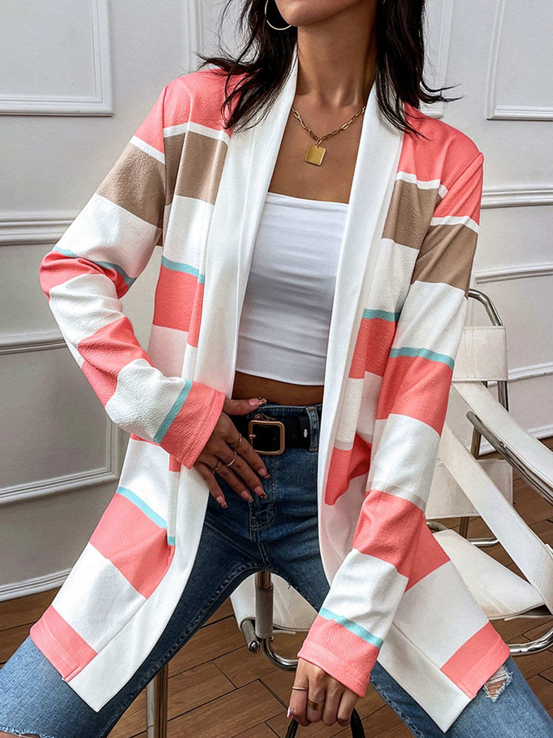 Sunset Stripe Relaxed Open Cardigan