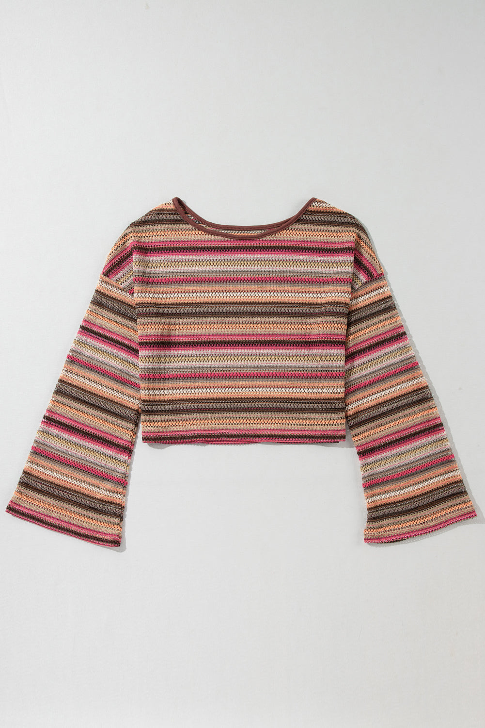 Rose Gold Ethnic Stripe Crop Pullover