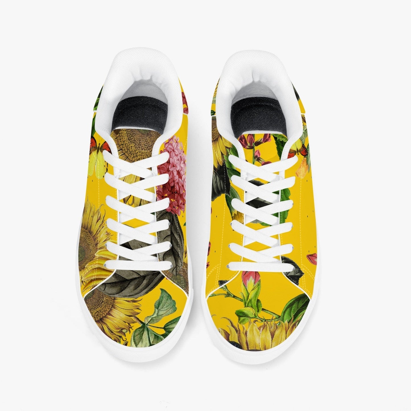 Jacki Easlick Sunflowers Low-Top Leather Sneakers - White/Black