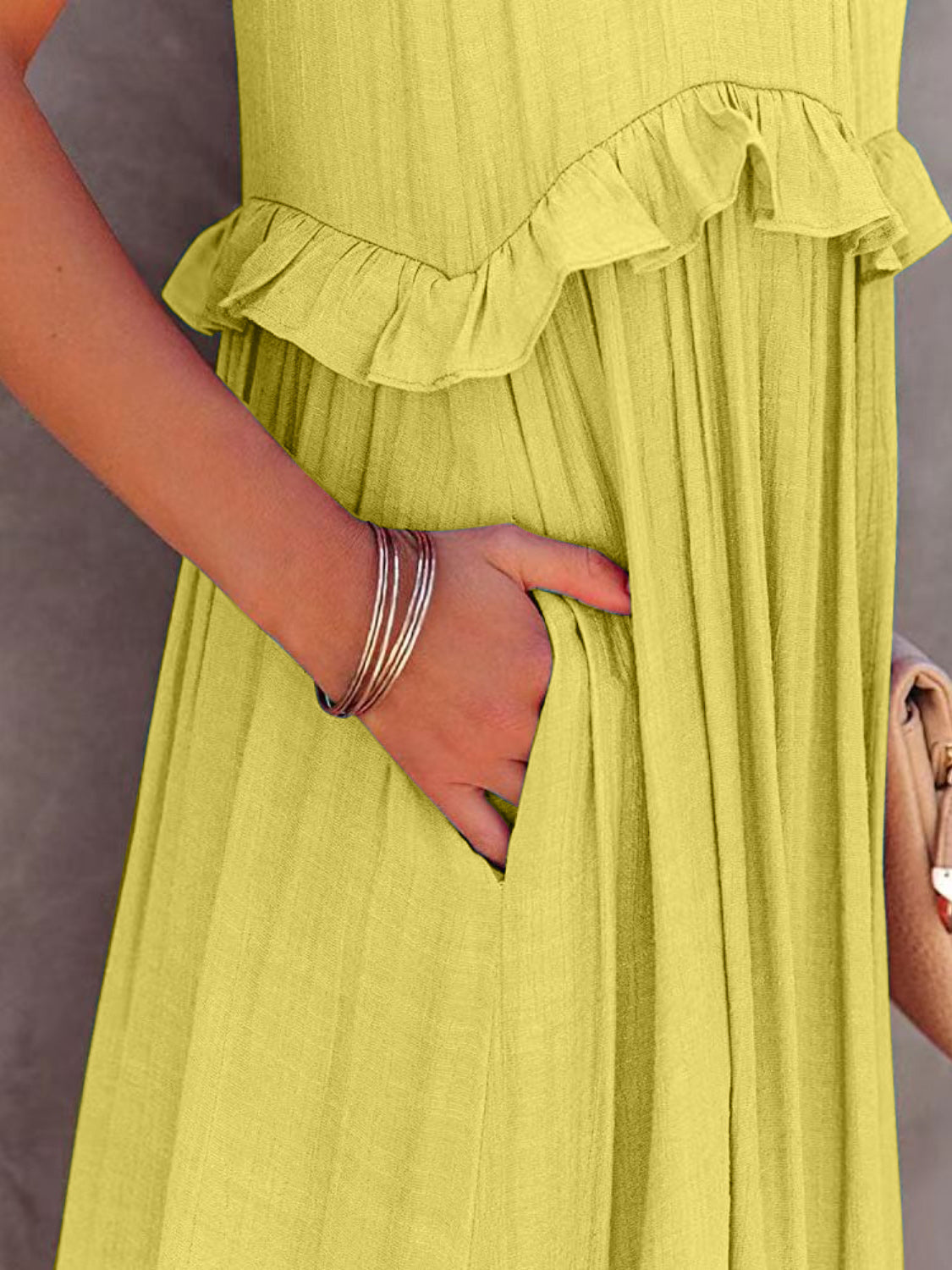 Golden Sunrise Ruffle Maxi Dress