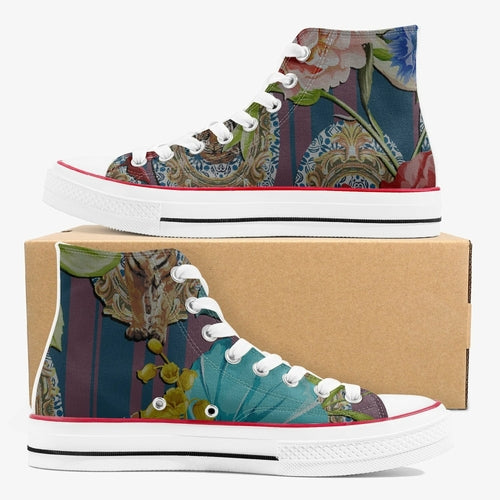 Jacki Easlick Tiger Flower Printed Canvas High Top Sneakers