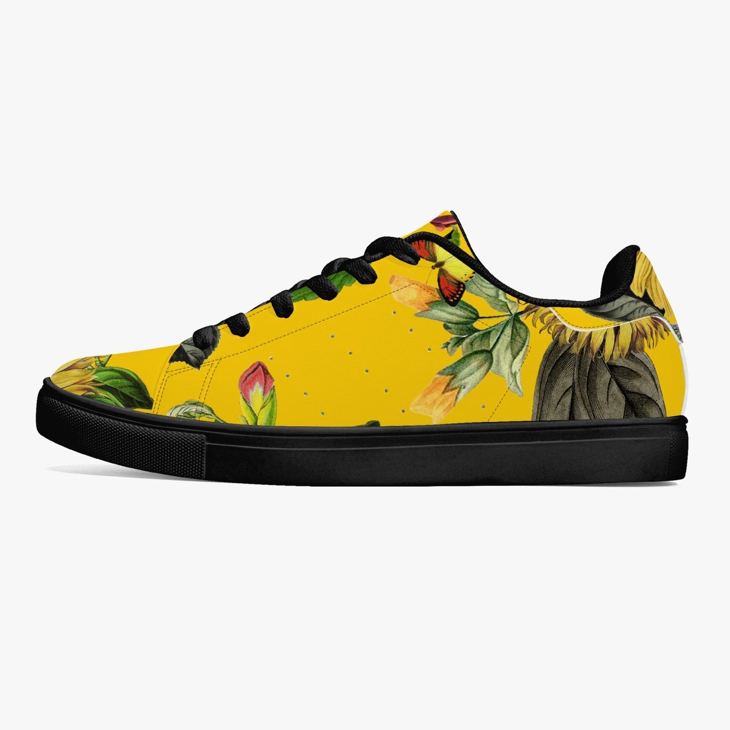 Jacki Easlick Sunflowers Low-Top Leather Sneakers - White/Black