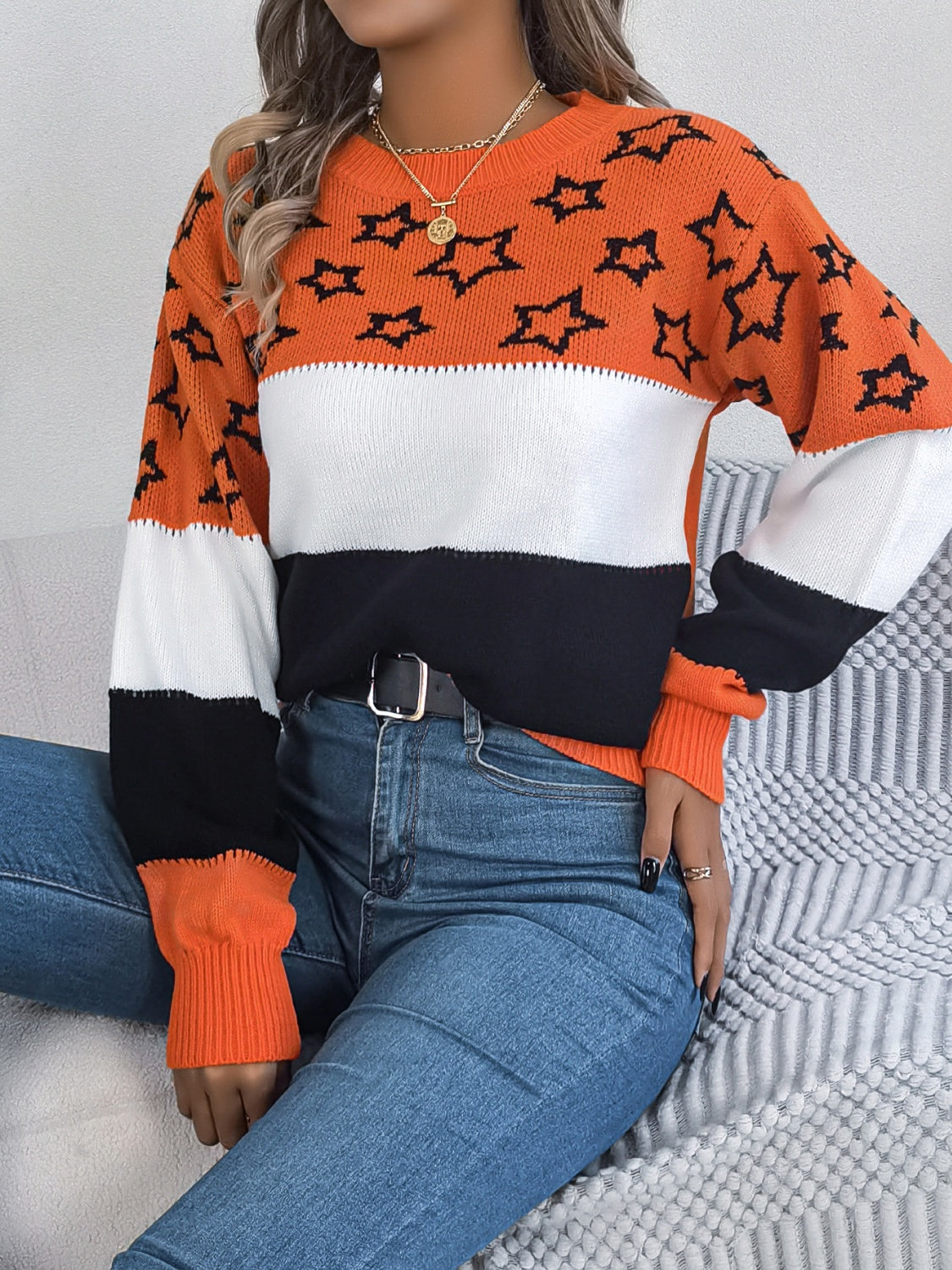 Stellar Contrast Knit Sweater