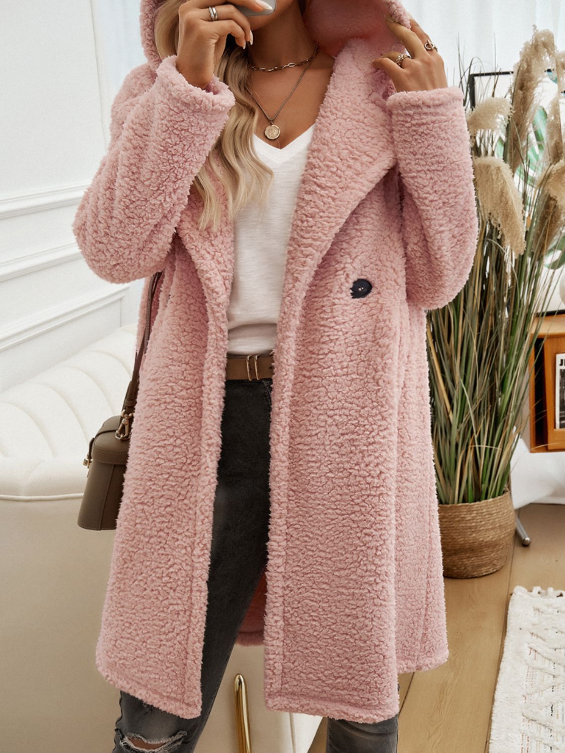 Blush Cozy Teddy Coat