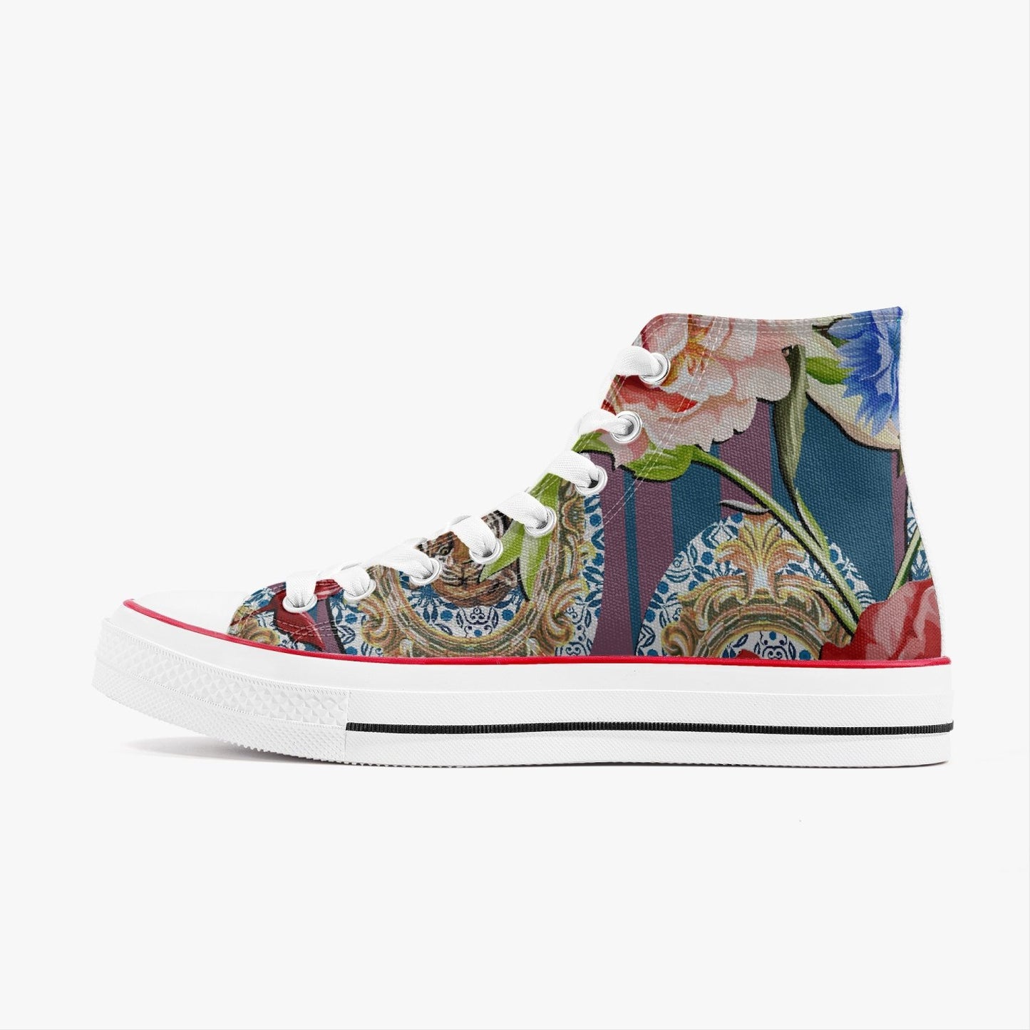 Jacki Easlick Tiger Flower Printed Canvas High Top Sneakers