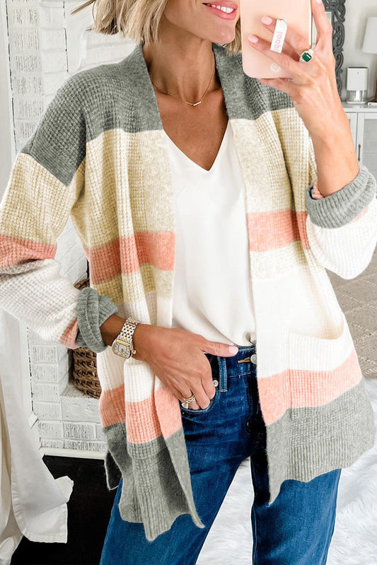 Sunset Glow Multicolor Striped Open Cardigan