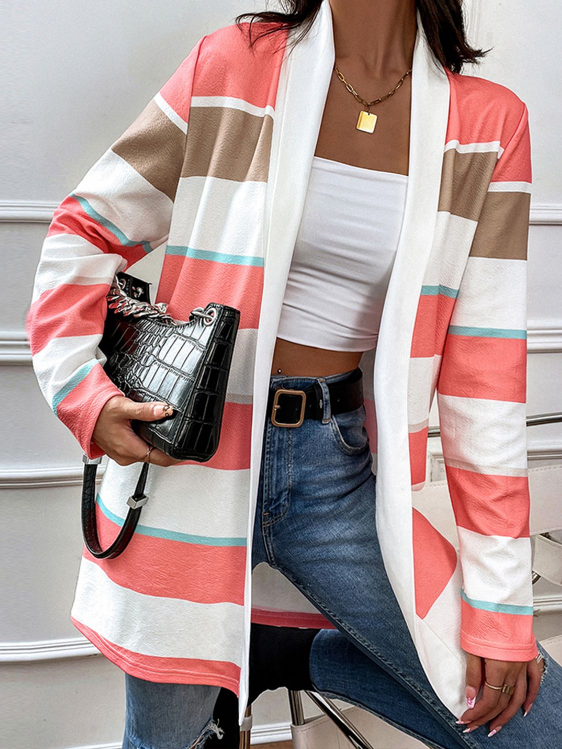 Sunset Stripe Relaxed Open Cardigan