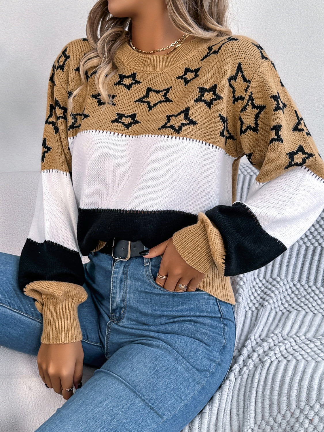 Stellar Contrast Knit Sweater