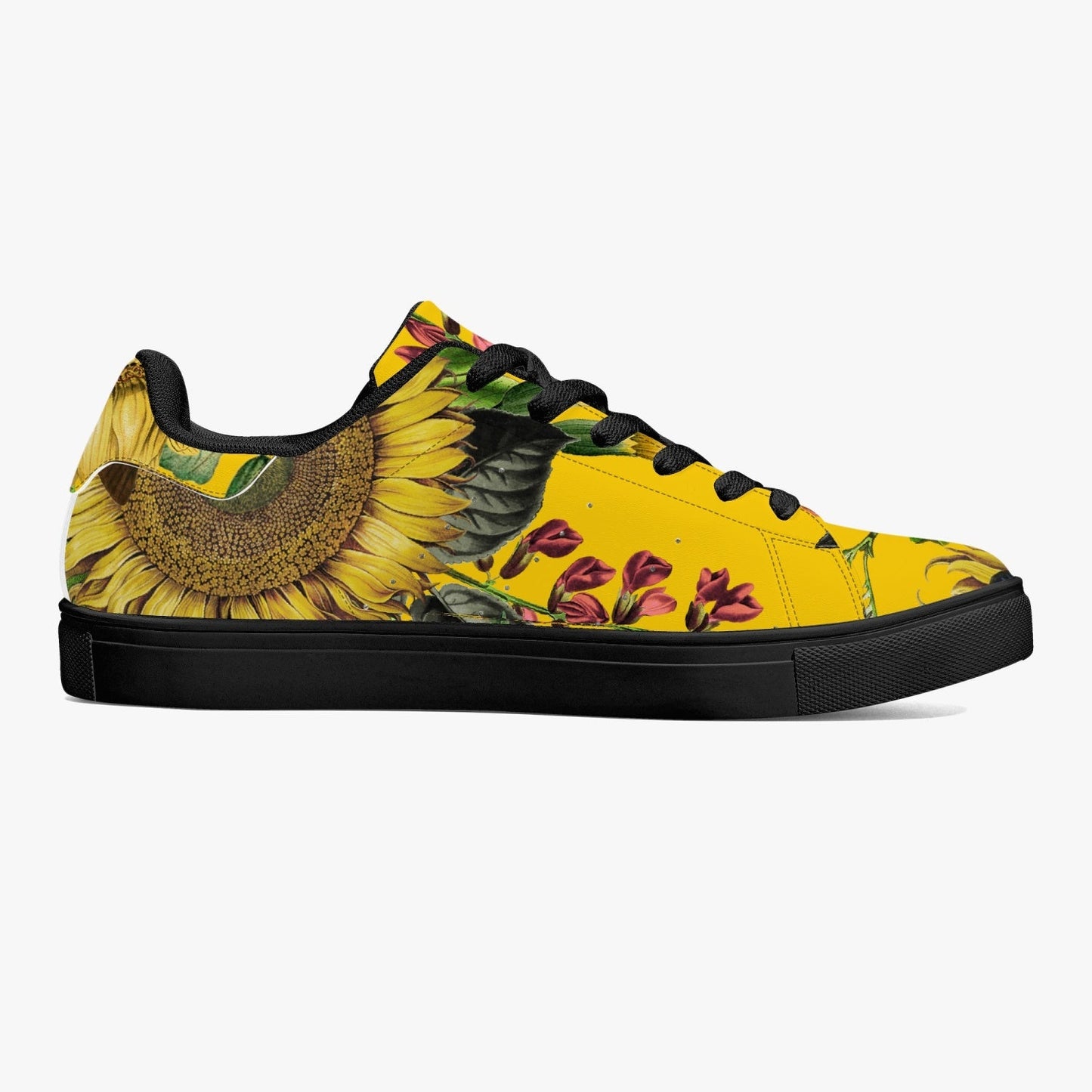 Jacki Easlick Sunflowers Low-Top Leather Sneakers - White/Black