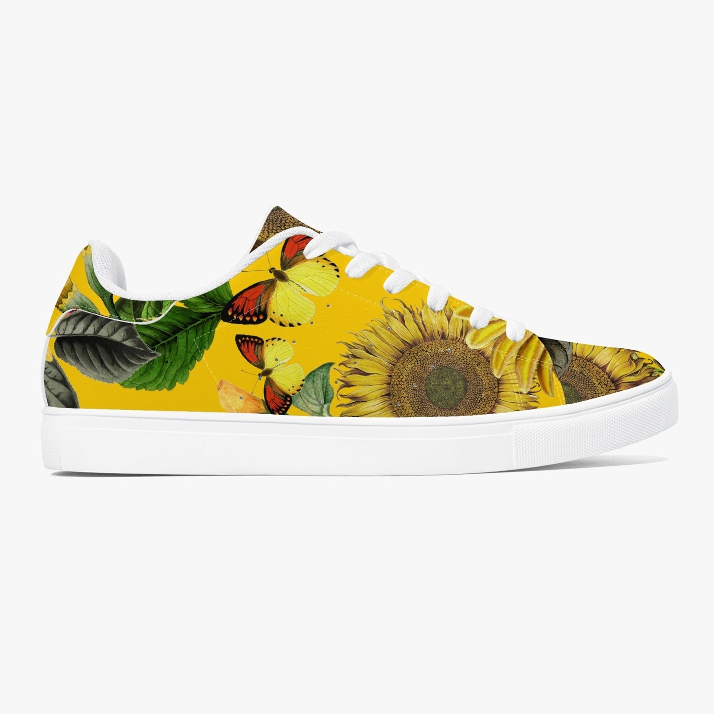 Jacki Easlick Sunflowers Low-Top Leather Sneakers - White/Black