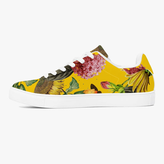 Jacki Easlick Sunflowers Low-Top Leather Sneakers - White/Black