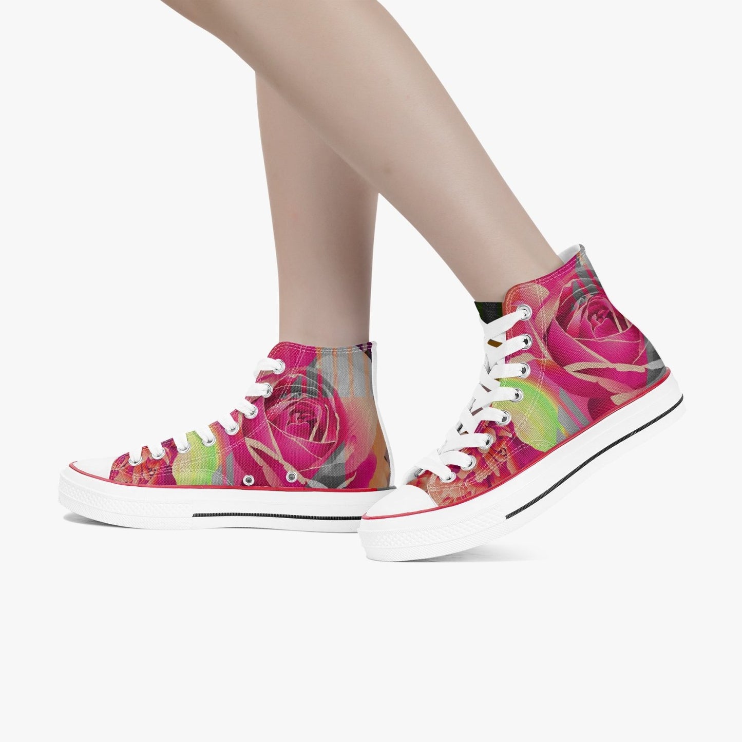 Jacki Easlick Couture Floral Neon High-Top Canvas Sneakers