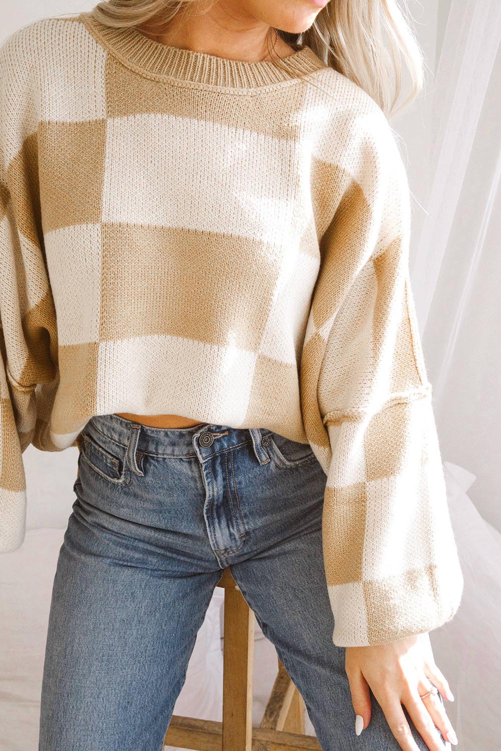 Cozy Neutrals Checkered Sweater