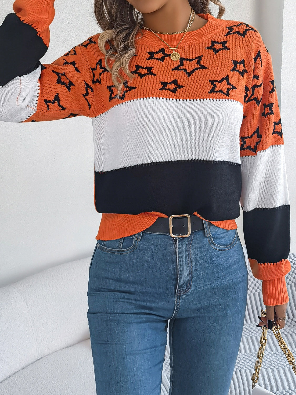 Stellar Contrast Knit Sweater