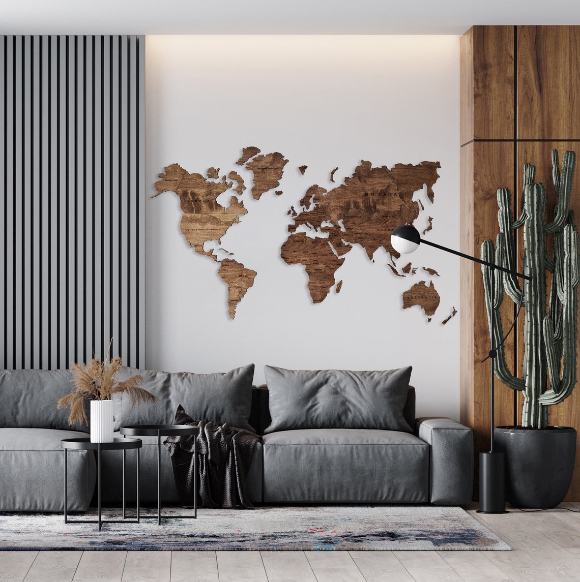 Wooden World Map Wall Art Home Decor Large Travel Map Wood Gift