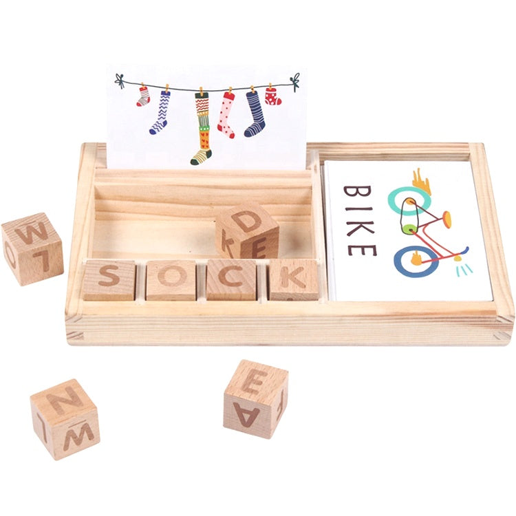 Wooden English Word Learning Cardboard Toys Games Educational