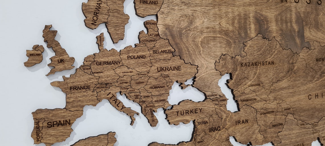 Wooden World Map Wall Art Home Decor Large Travel Map Wood Gift