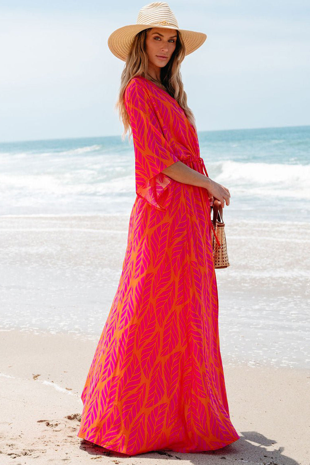 Tropical Sunset Buttoned Maxi Dress