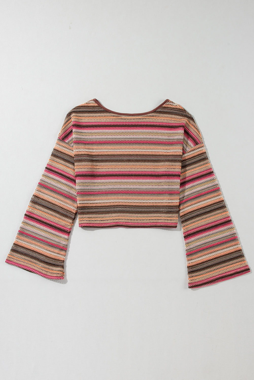 Rose Gold Ethnic Stripe Crop Pullover