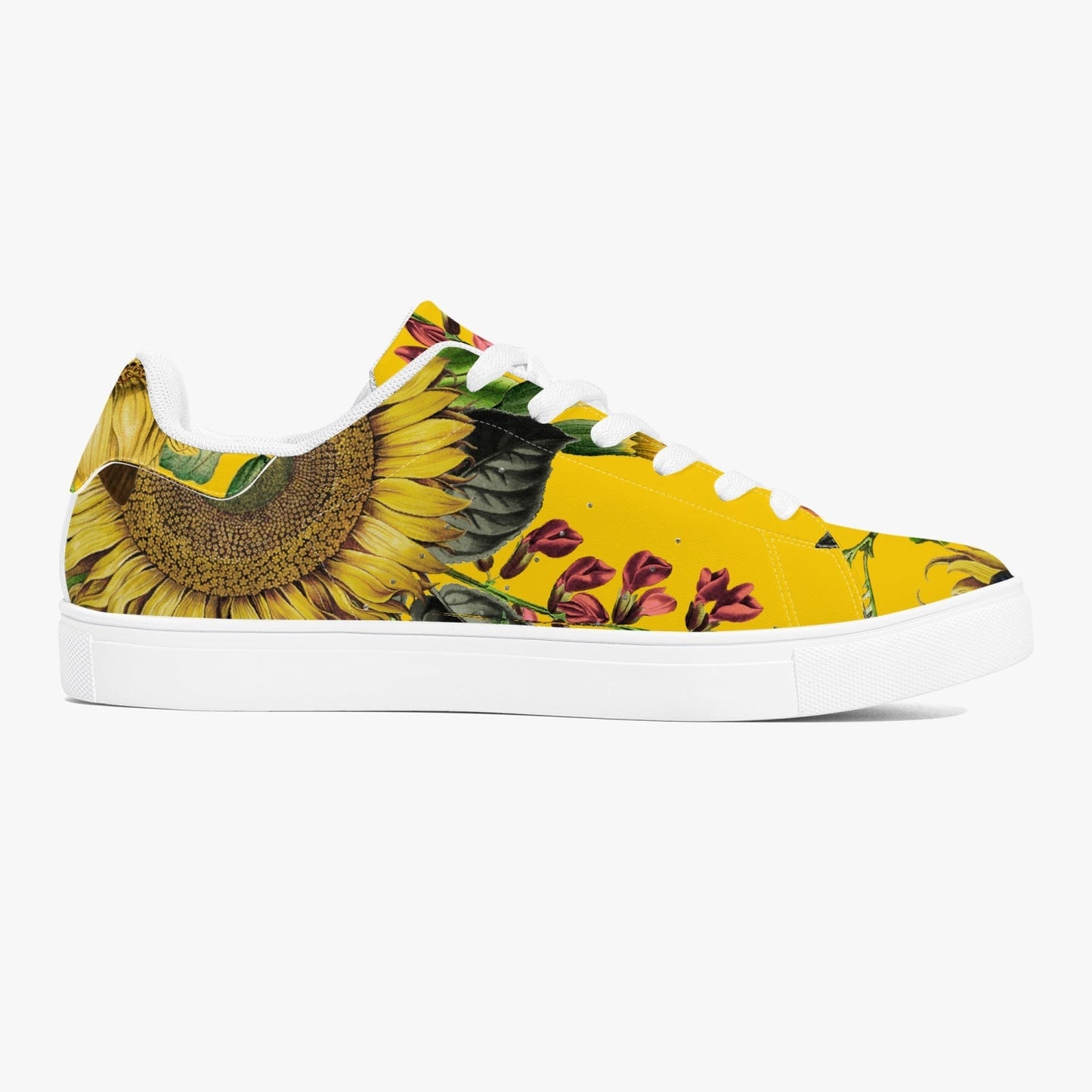 Jacki Easlick Sunflowers Low-Top Leather Sneakers - White/Black