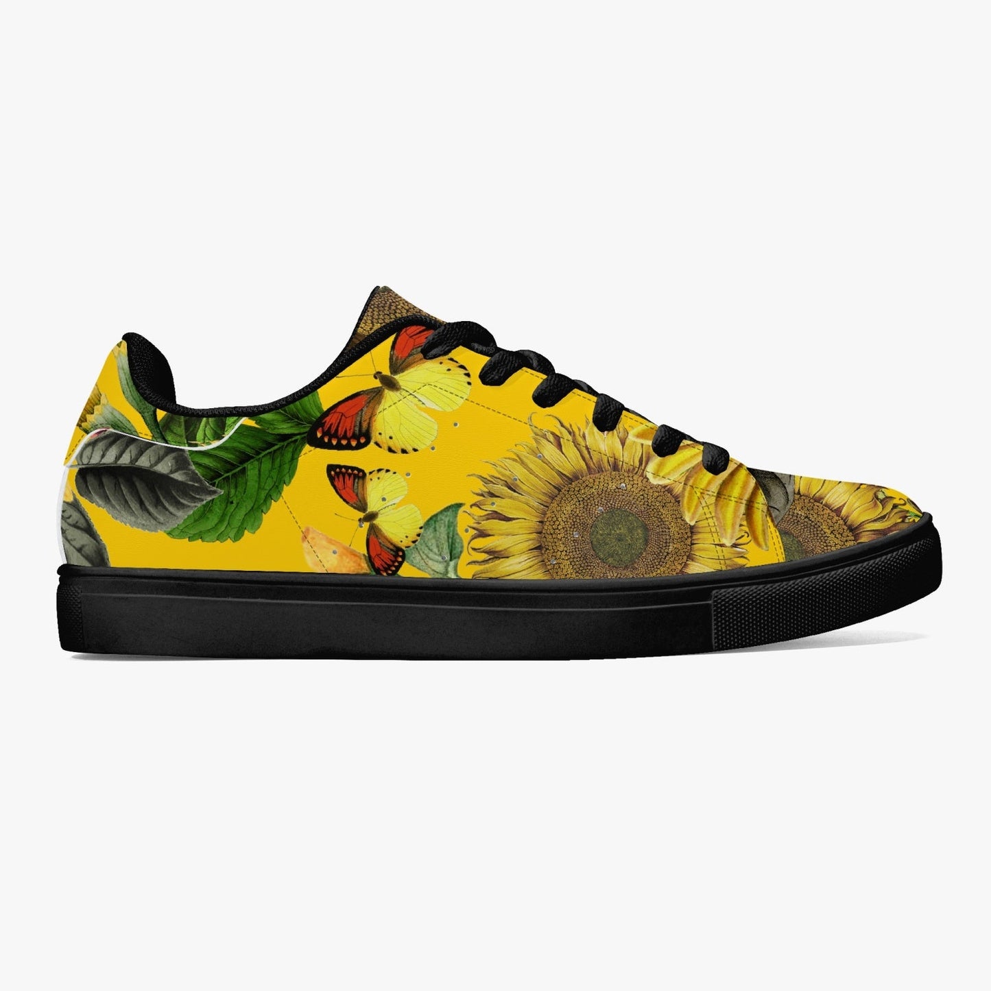 Jacki Easlick Sunflowers Low-Top Leather Sneakers - White/Black