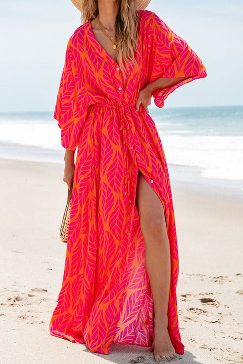 Tropical Sunset Buttoned Maxi Dress