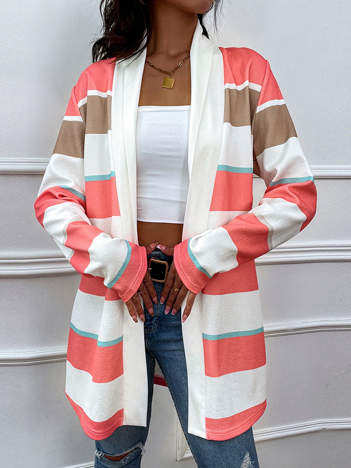 Sunset Stripe Relaxed Open Cardigan