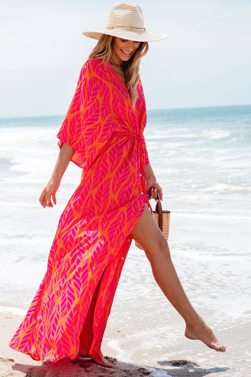 Tropical Sunset Buttoned Maxi Dress