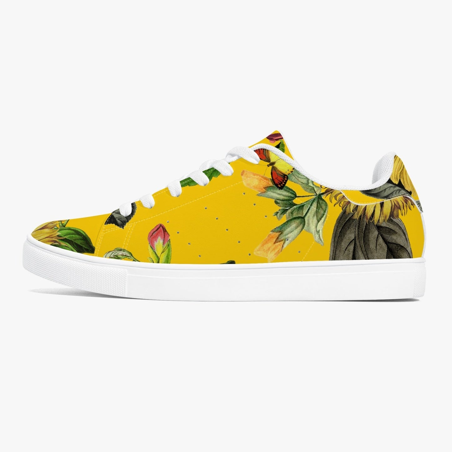 Jacki Easlick Sunflowers Low-Top Leather Sneakers - White/Black