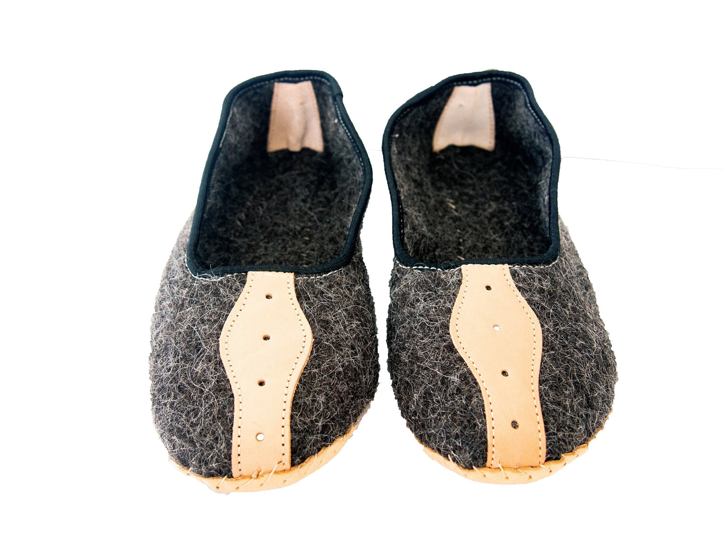 Mens Felt and Real Leather Slippers